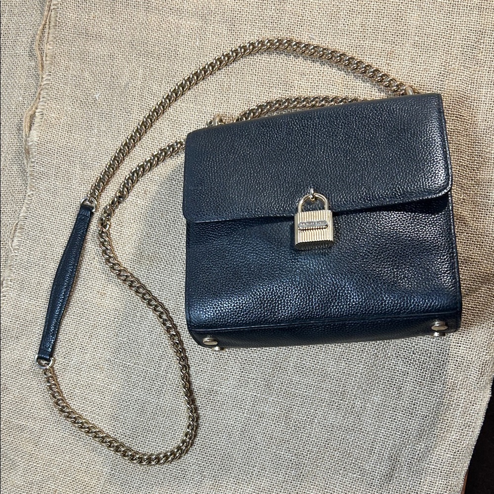 Michael Kors Black Leather Crossbody Bag with Gold Chain